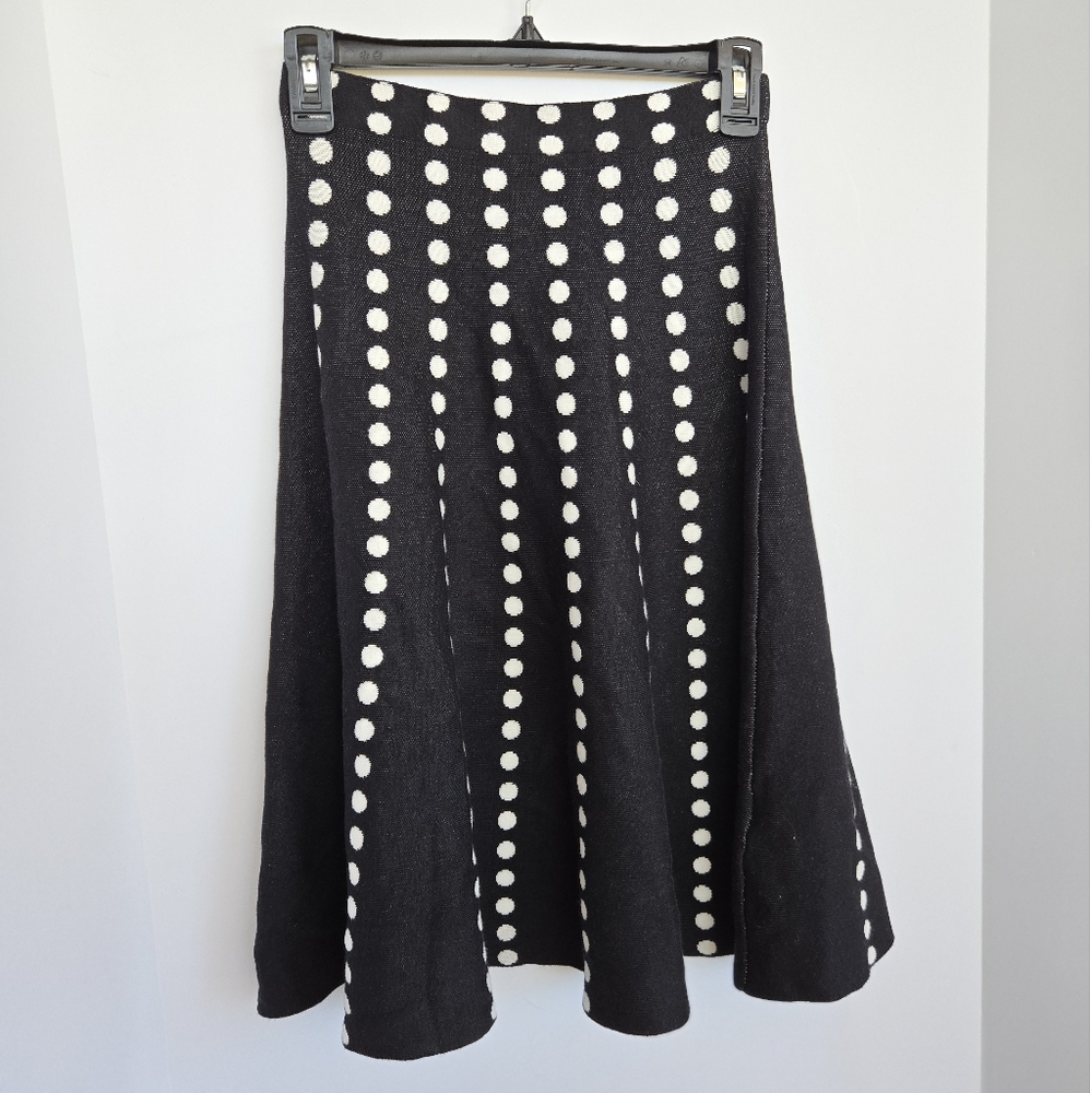 NWT Sioni Black & White Polka Dot Knit Skirt Size S